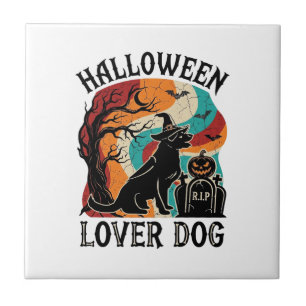 Azulejo Amante de Halloween Perro Sombrero de Bruja Calaba