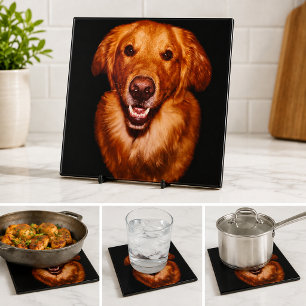 Azulejo Amante de Perro Retriever Dorado Rojo Cocina