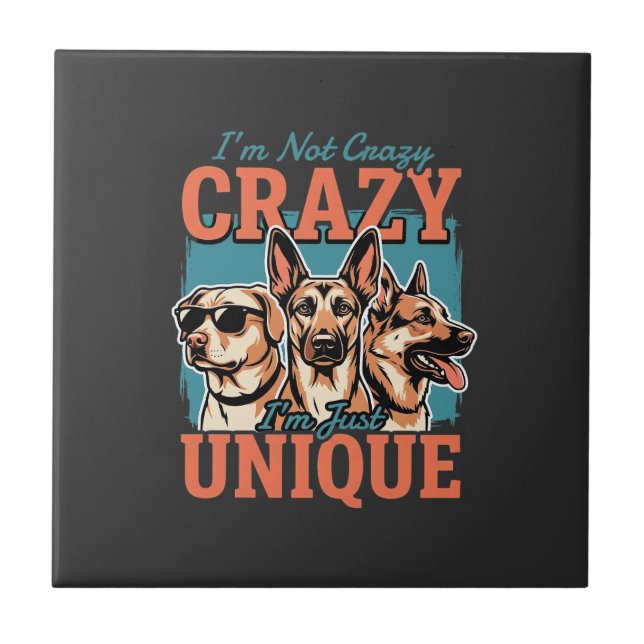 Azulejo Amante de Perro Único Loco (Frente)