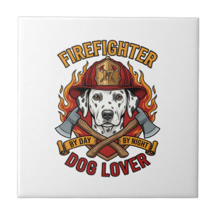 Azulejo Amante de Perros Bombero Dálmata Casco de Fuego Ha