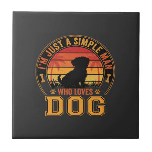 Azulejo Amante de Perros Hombre Sencillo Retro Atardecer