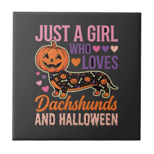 Azulejo Amante de perros salchicha divertido de Halloween