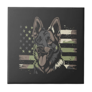Azulejo Amante del perro pastor alemán bandera estadounide
