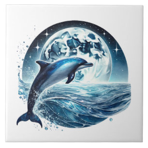 Azulejo Amantes de delfines de playa adorables cerámica 