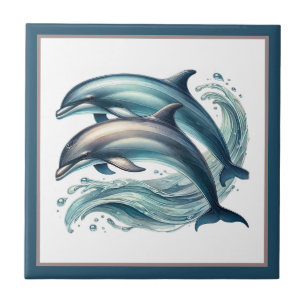 Azulejo Amantes de delfines de playa lindos