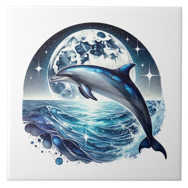 Azulejo Amantes de delfines de playa lindos  (Frente)