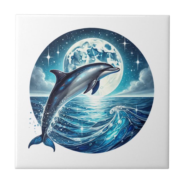 Azulejo Amantes de delfines de playa lindos  (Frente)