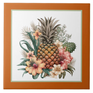 Azulejo Amantes de la piña tropical que trabajan en casa