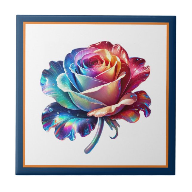 Azulejo Amantes de la rosa de Fantasía Hermosa  (Frente)