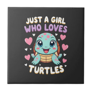 Azulejo Amantes de la tortuga reptil marino Solo una chica