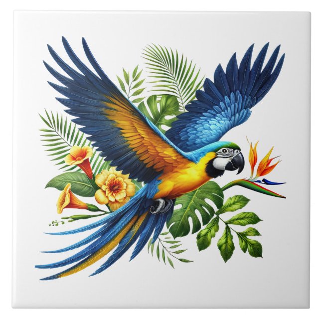 Azulejo Amantes de loros de playa lindos (Frente)