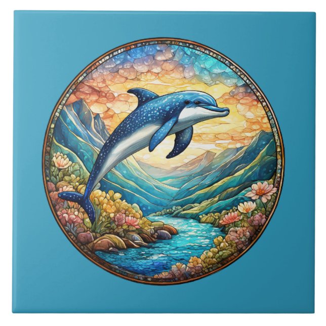 Azulejo Amantes de los delfines de playa (Frente)