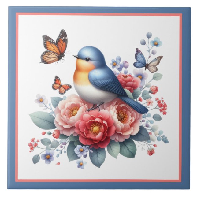 Azulejo Amantes de los pájaros de la cocina del negocio de (Frente)