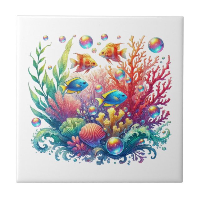 Azulejo Amantes de peces divertidos de la playa del océano (Frente)