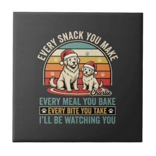 Azulejo Amantes de perros de Navidad Snack Viendo