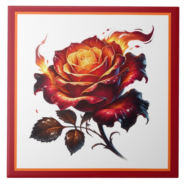 Azulejo Amantes de rosa de Fantasía Hermosa  (Frente)
