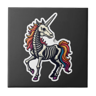 Azulejo Amantes de Unicornios Esqueleto Divertidos Disfraz