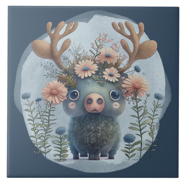 Azulejo amantes del alce de Woodland (Frente)