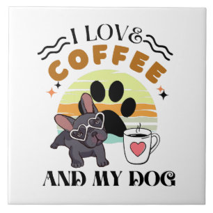 Azulejo Amantes del Café - Me encanta el café y mi perro