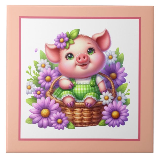 Azulejo Amantes del cerdo lindo País (Frente)