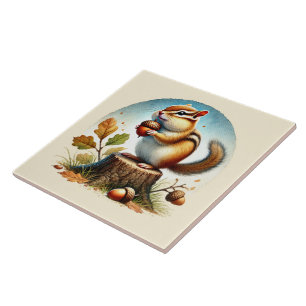 Azulejo Amantes del chipmunk en los bosques