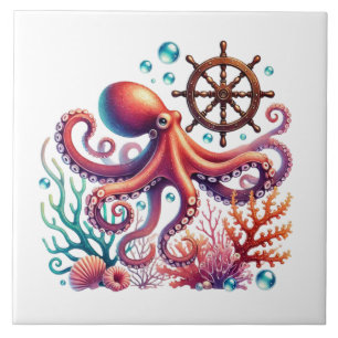 Azulejo Amantes del pulpo de playa genial