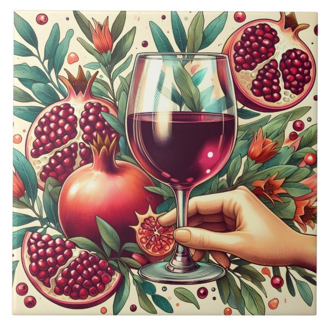 Azulejo Amantes del vino de compañía que trabajan en casa (Frente)