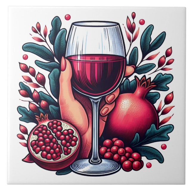 Azulejo Amantes del vino de compañía que trabajan en casa (Frente)
