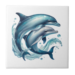 Azulejo Amantes delfines de playa lindos 