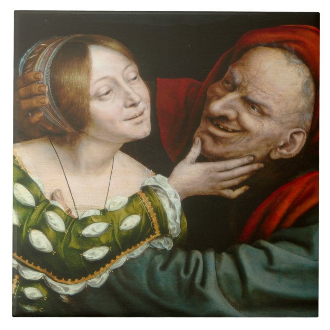 Azulejo Amantes Ill-Matched (por Quentin Massys) (Frente)