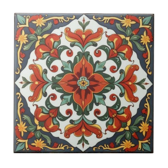 Azulejo Amapolas de William Morris Patrón Art Nouveau Flor (Frente)