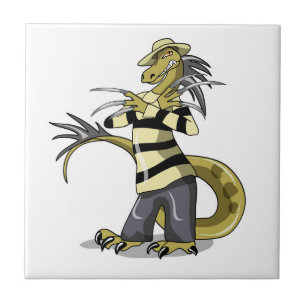 Azulejo Amargasaurus Posando Como Freddy Krueger.