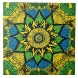 Azulejo Amarillo bohemio, verde, azul