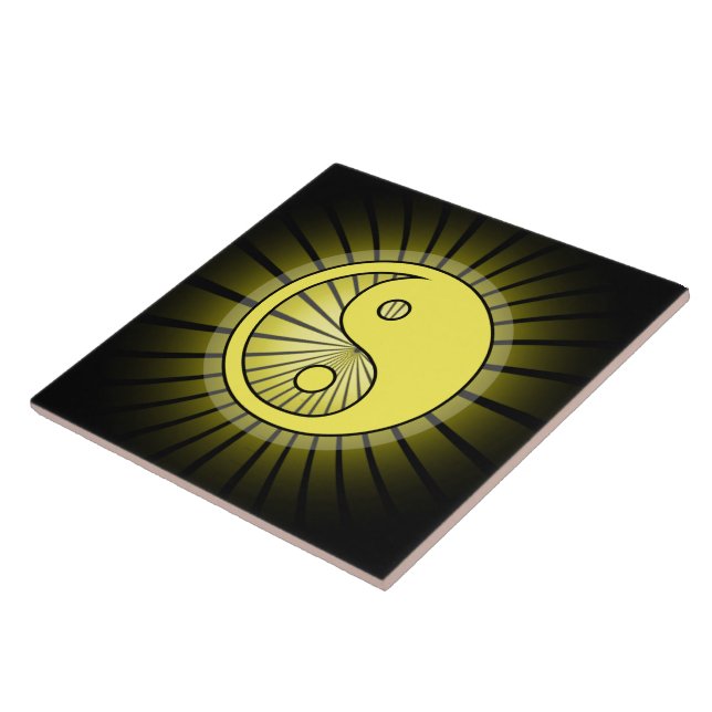 Azulejo Amarillo brillante Yang sobre negro (Lado)