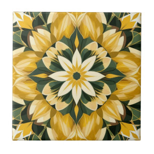 Azulejo Amarillo de mantequilla, flor verde