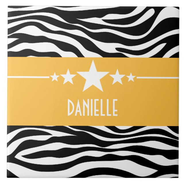 Azulejo Amarillo Estrella Amarilla Zebra Tile (Frente)