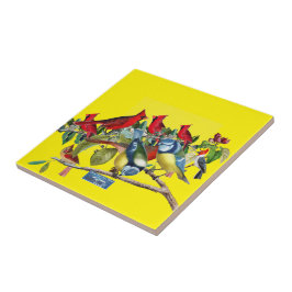 Azulejo Amarillo mosaico (árbol de aves) RFPMDesigns ©️ 20