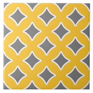 Azulejo Amarillo mostaza, blanco, gris, moderno, ornamenta
