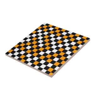 Azulejo Amarillo Negro y Blanco Cuadros