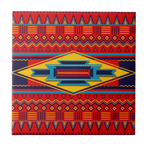 Azulejo Amarillo rojo africano moderno del modelo de ojo