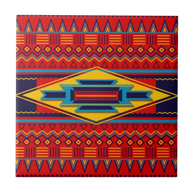 Azulejo Amarillo rojo africano moderno del modelo de ojo (Frente)