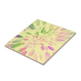 Azulejo amarillo rosa y verde Tejido