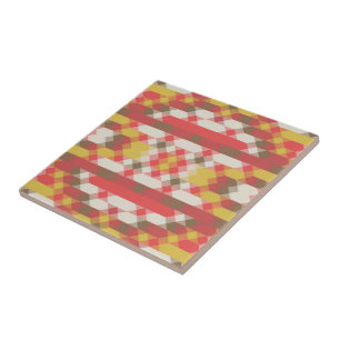 Azulejo amarillo salmón y blanco geométrico