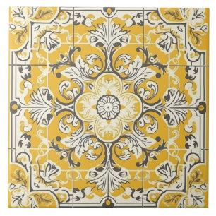 Azulejo Amarillo Sin Costuras de Cerámica Portugue