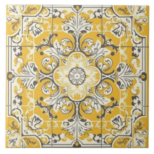 Azulejo Amarillo Sin Costuras de Cerámica Portugue