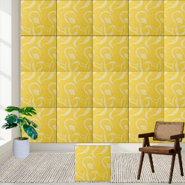 Azulejo Amarillo Sunny Abstracto Patrón Swirl Tile Cerámic