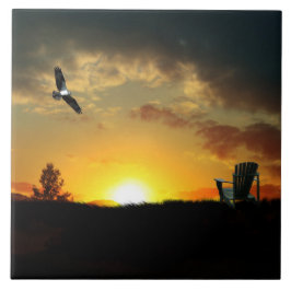 Azulejo Amarillo Sunset Grassy Meadow Cerámica Tile