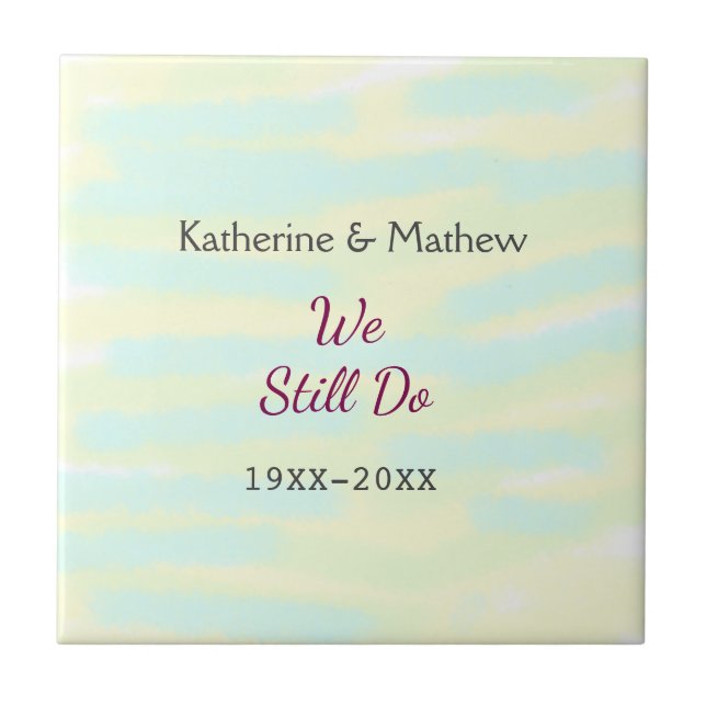 Azulejo Amarillo verde Votos aniversario de renovación de  (Frente)