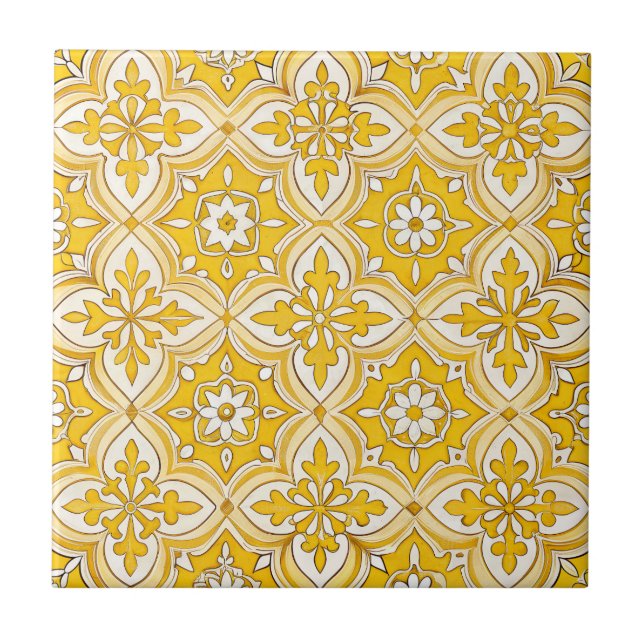Azulejo amarillo vintage portugués (Frente)