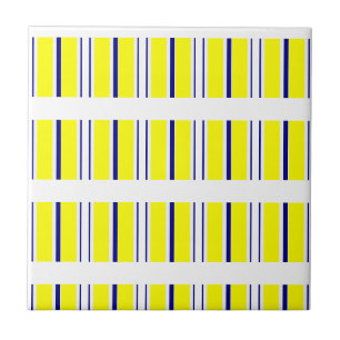 Azulejo Amarillo y Blanco con Franja Azul